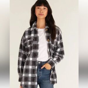 Z Supply black white and red plaid Utility Shirt Jacket